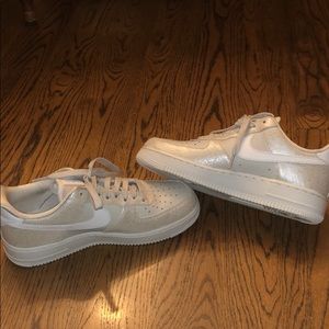 Light nude metallic Air Force ones